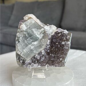 Amethyst cluster with calcite